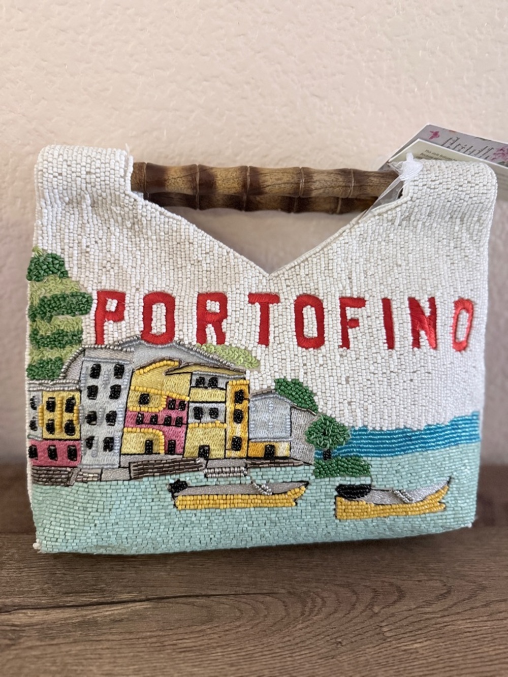 Handcrafted in India vacation Portofino, Italy Clutch Beaded Bag